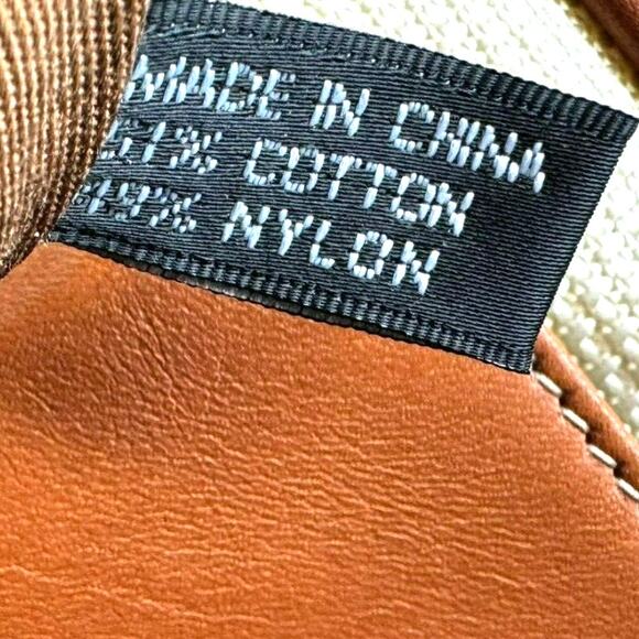 ANTONIO MELANI Tan‎ Brown Canvas Purse Handbag Shoulder Tote Faux Leather Trim - Picture 5 of 10